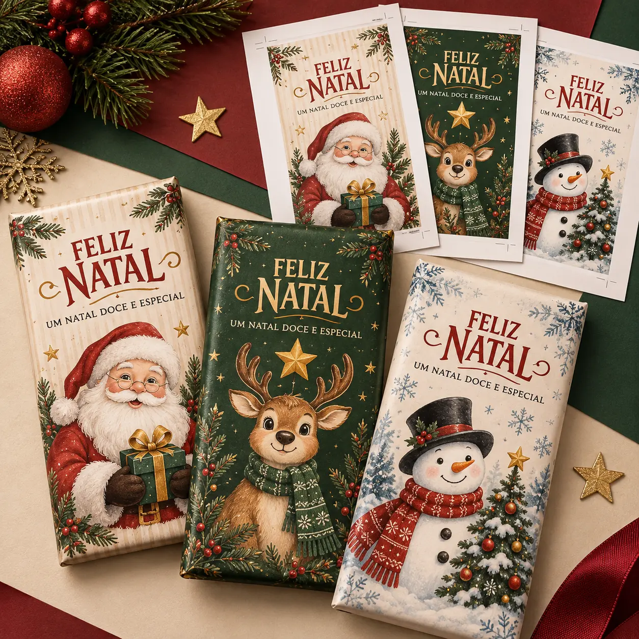 Kit Barras de Chocolate Natal