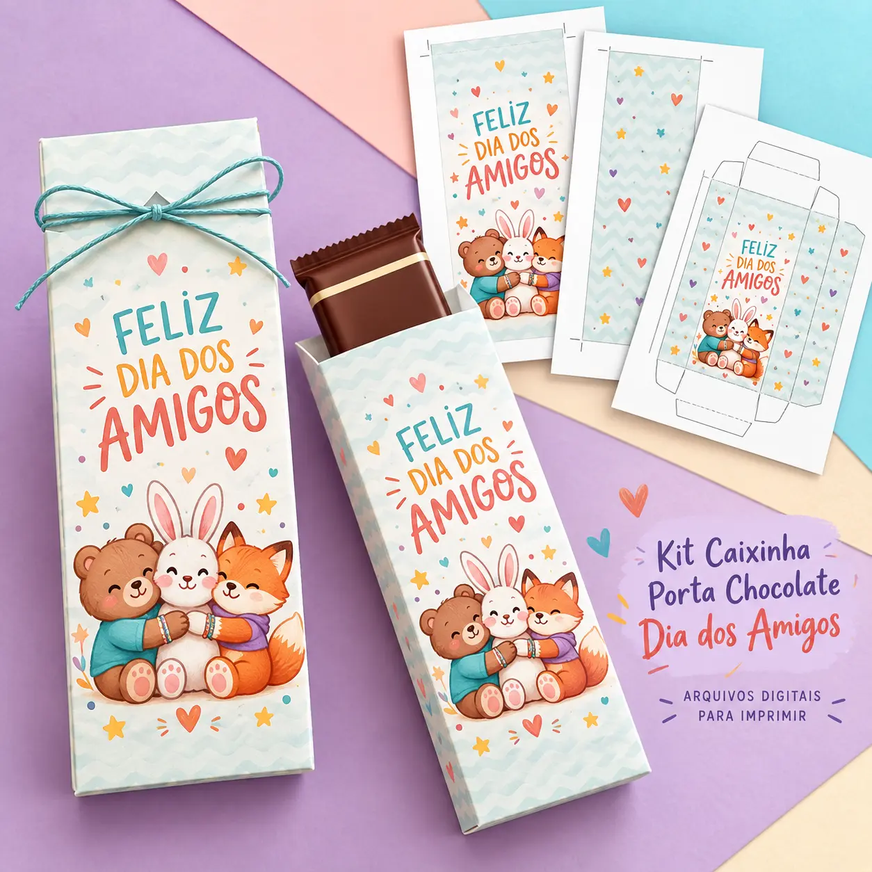 Kit Caixinha Porta Chocolate Dia dos Amigos